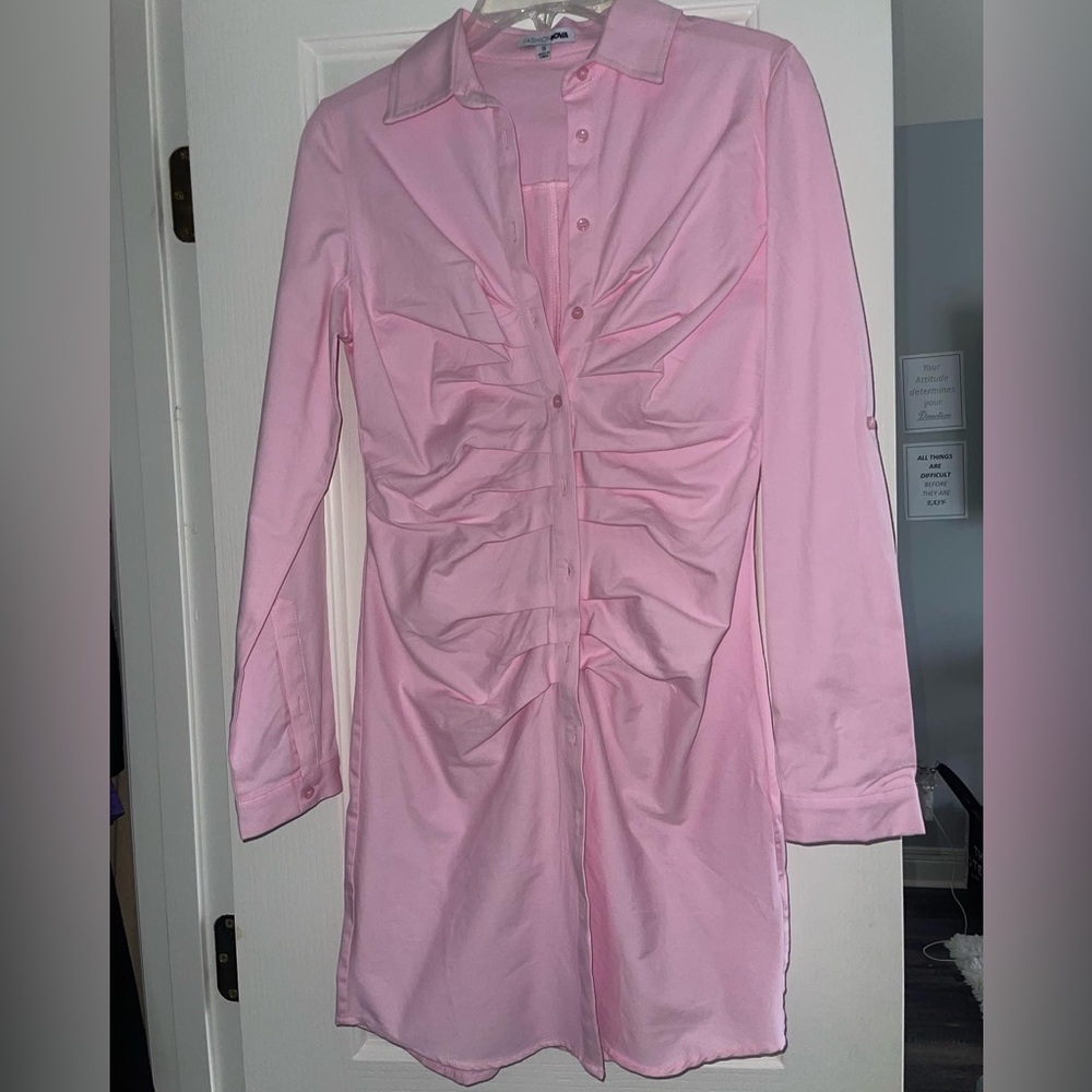Pink Button Down Fashion Nova Dress